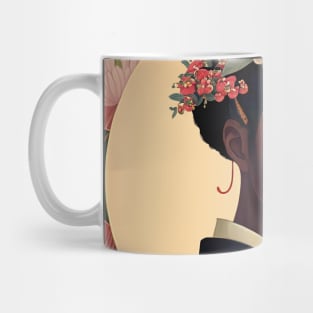 Black Asian Blasian Kimono Girl Afro Asian culture Mug